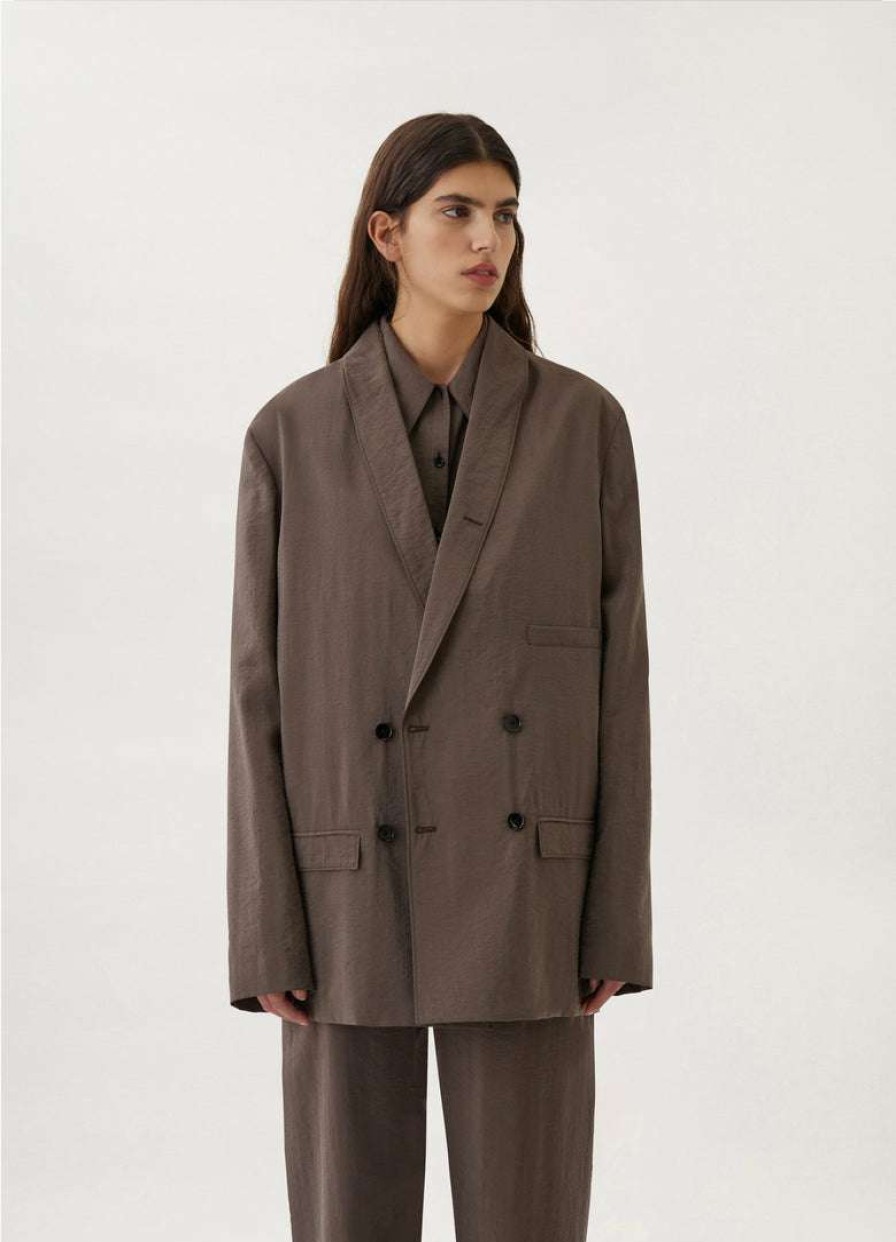 Women * | Lemaire-Uk Belted Double Breasted Jacket Women